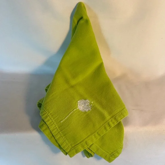 SET OF 6 VINTAGE LIME GREEN EMBROIDERED  SOFT CLOTH NAPKINS- RARELY USED - 18X18 - Picture 3 of 15